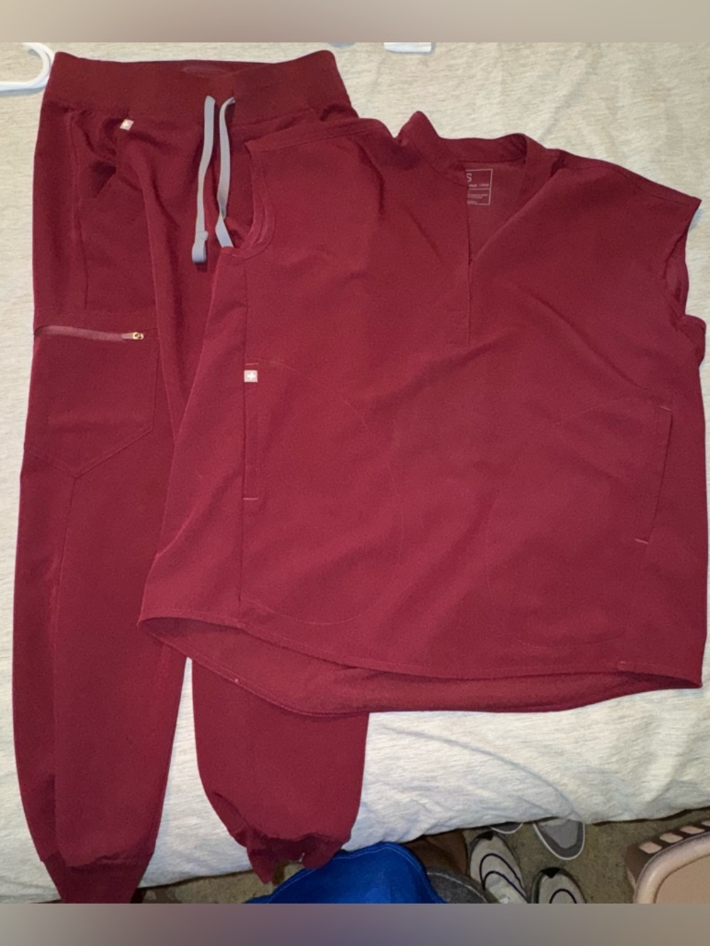 FIGS Burgundy Medical Scrub Top and Jogger Set